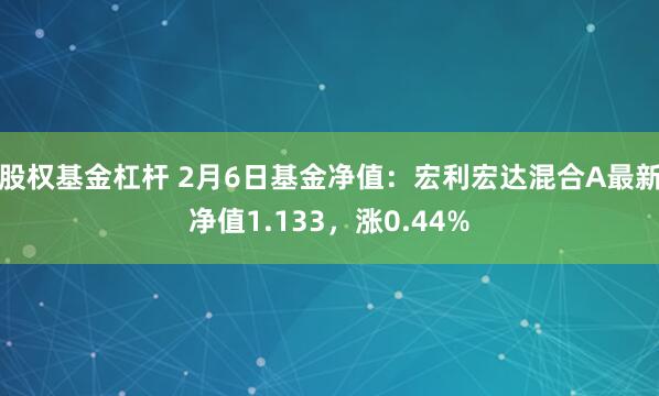 股权基金杠杆 2月6日基金净值：宏利宏达混合A最新净值1.133，涨0.44%