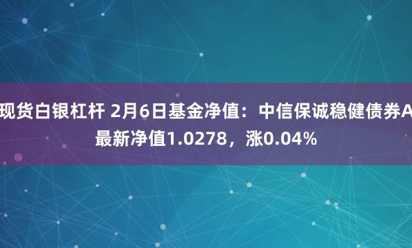 现货白银杠杆 2月6日基金净值：中信保诚稳健债券A最新净值1.0278，涨0.04%