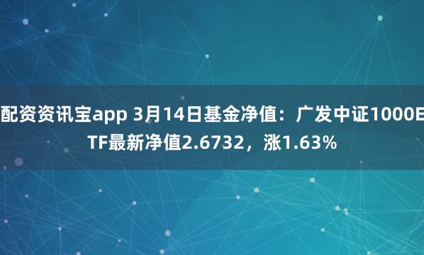 配资资讯宝app 3月14日基金净值：广发中证1000ETF最新净值2.6732，涨1.63%