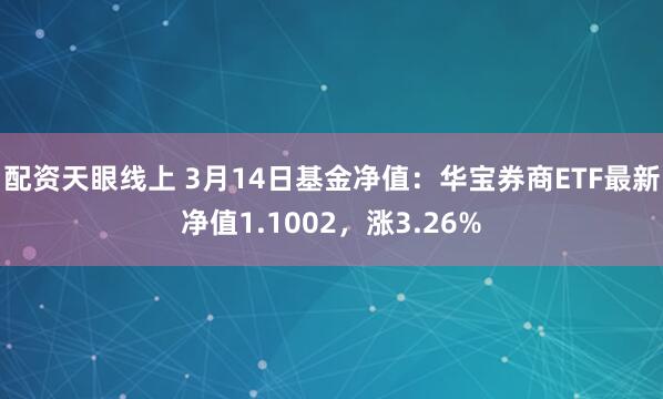 配资天眼线上 3月14日基金净值：华宝券商ETF最新净值1.1002，涨3.26%